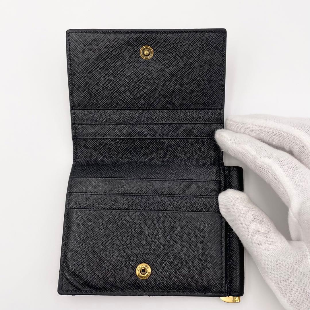 正規品 PRADA プラダ マネークリップ 折り財布 サフィアーノ 付属品完備