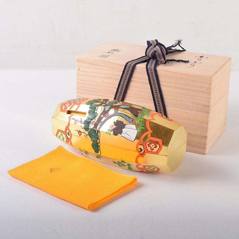 茶道具　中村湖彩作　金蒔絵　 ふりふり　香合　共布共箱　 V　R8059