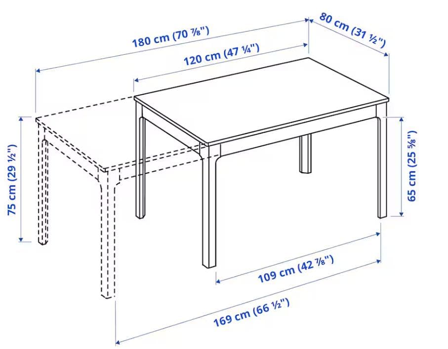 【価格ご相談下さい】IKEA 伸長式ダイニングテーブル 120/180x80