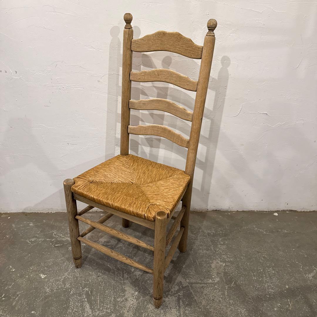 ヴィンテージ　ダイニングチェア　カフェチェア　藁座面　剥離　2