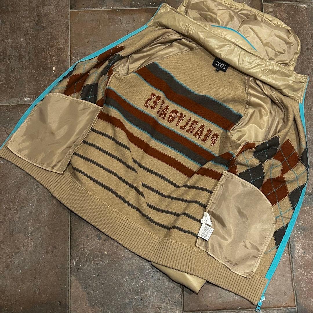 PEARLY GATES 袖中綿　ニット ジャケット アーガイル×ボーダー柄