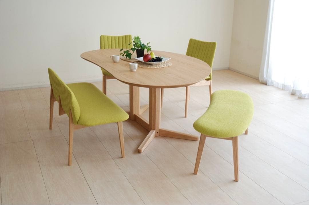 【美品】ミラージュ 豆型テーブル160cm ナチュラル