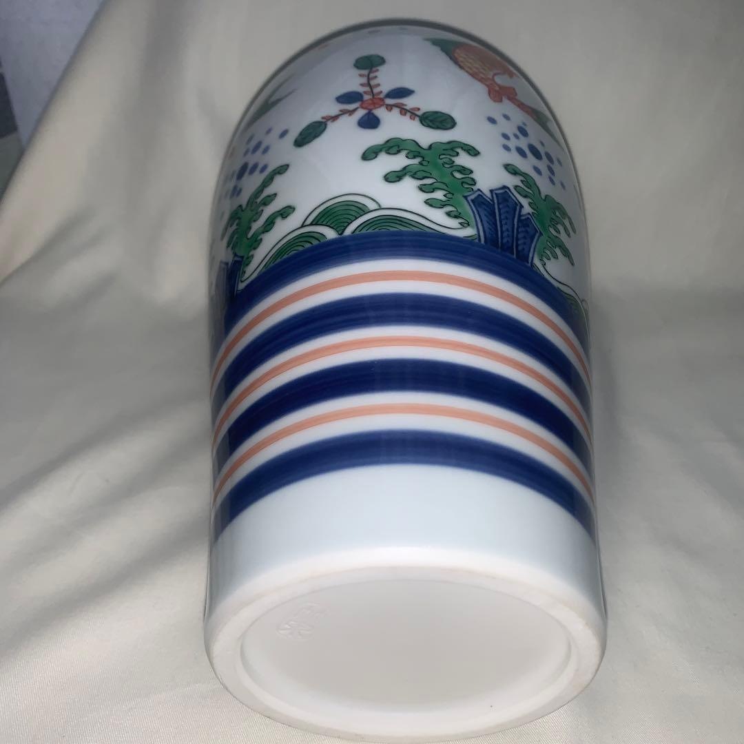 ◉本日限定◉五世　三浦竹泉　色絵遊魚紋　瓶子　花瓶　壺　共箱