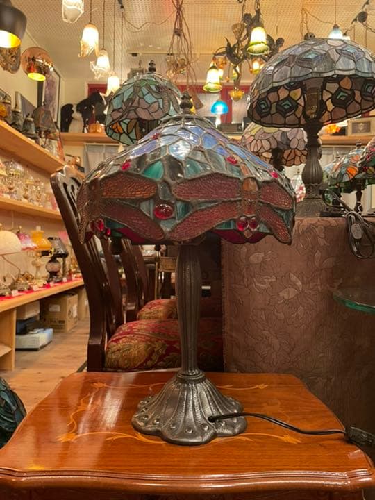美品 ステンドグラス ガラスランプ アンティークランプ