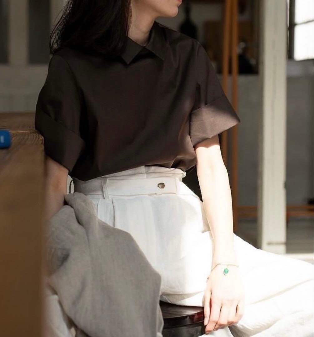 トップス deres half sleeve blouse chocolate