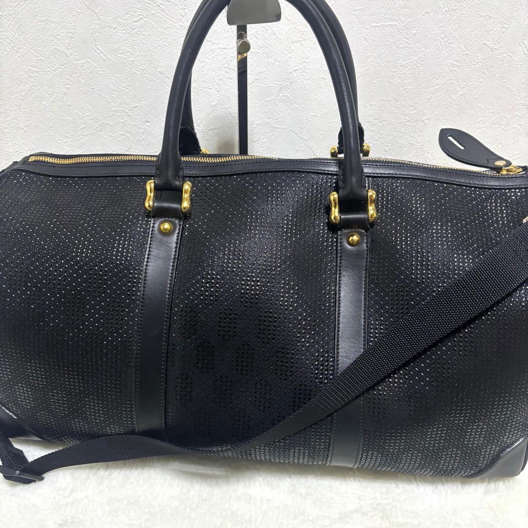 【極希少】印傳屋 インデンヤ　ボストンバッグ　レザー　総柄 2way 南京錠