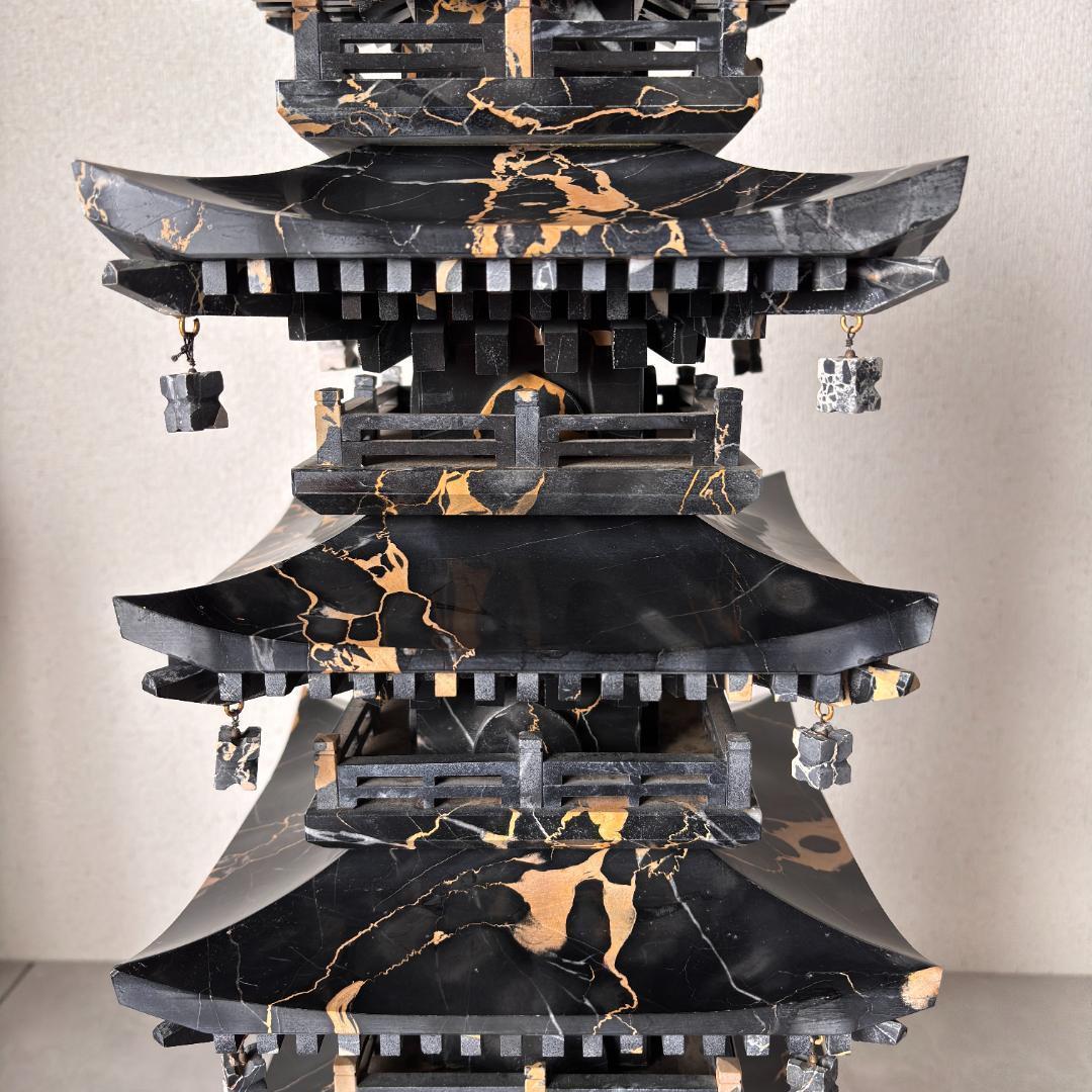 国宝 瑠璃光寺五重塔 イタリア産大理石ポルトロ 高さ約92cm 重さ約40kg