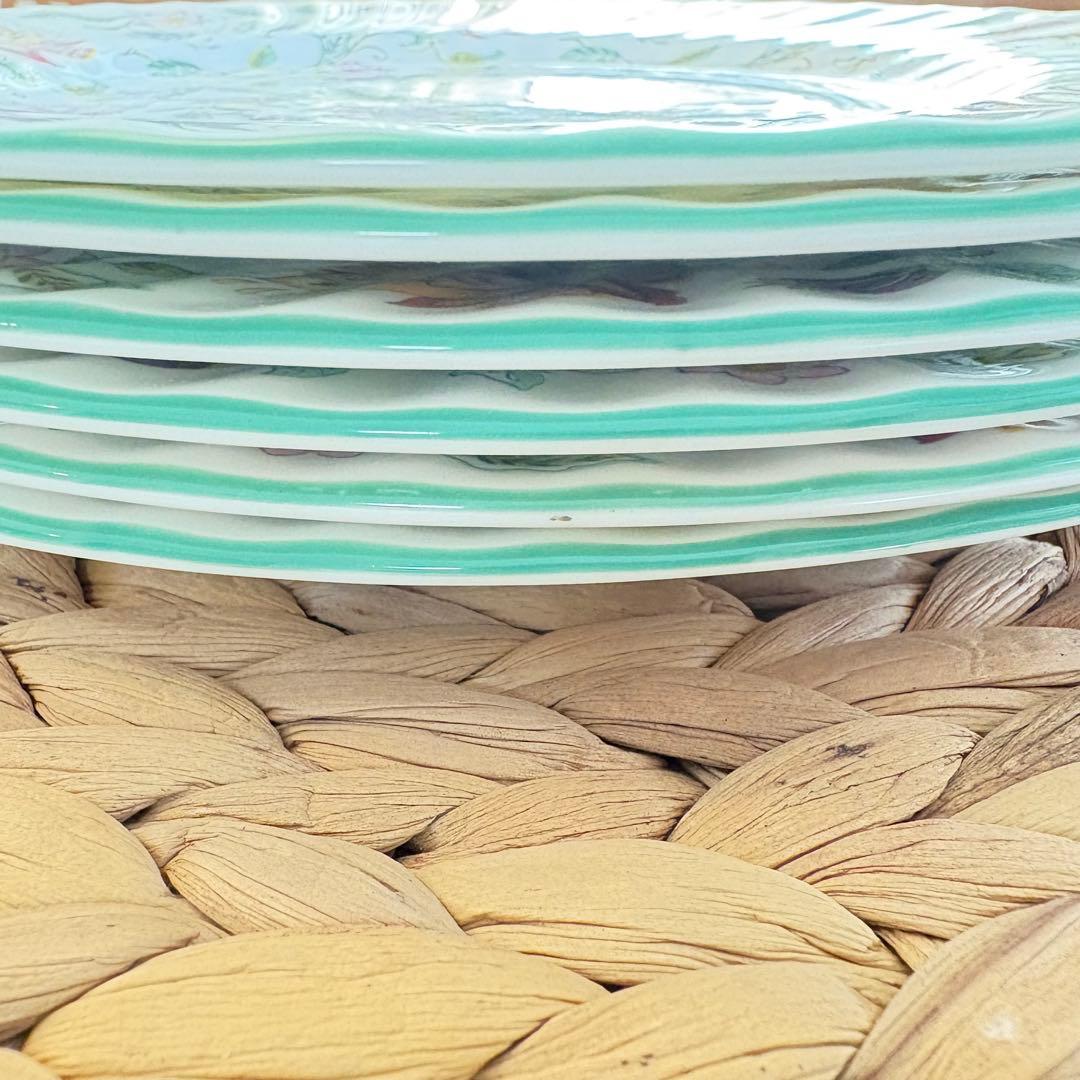 【美品】ハドンホール　グリーン　23cm 皿 ６枚セット ミントン