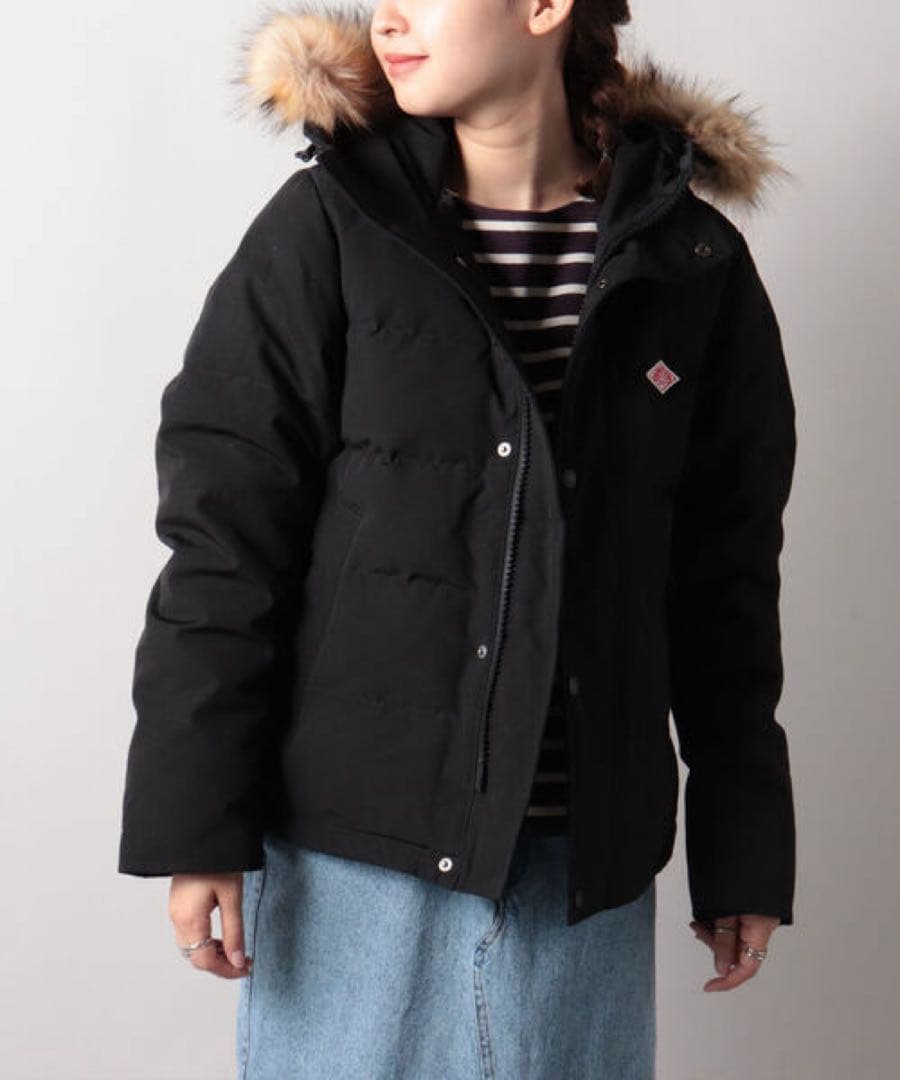 美品 ダントン Bshop ダウンジャケット 黒 ファーフード付き レディース