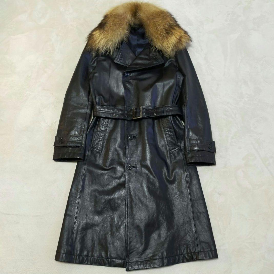 TORNADO MART　リアルファー　バッファローレザー　ロングコート　L