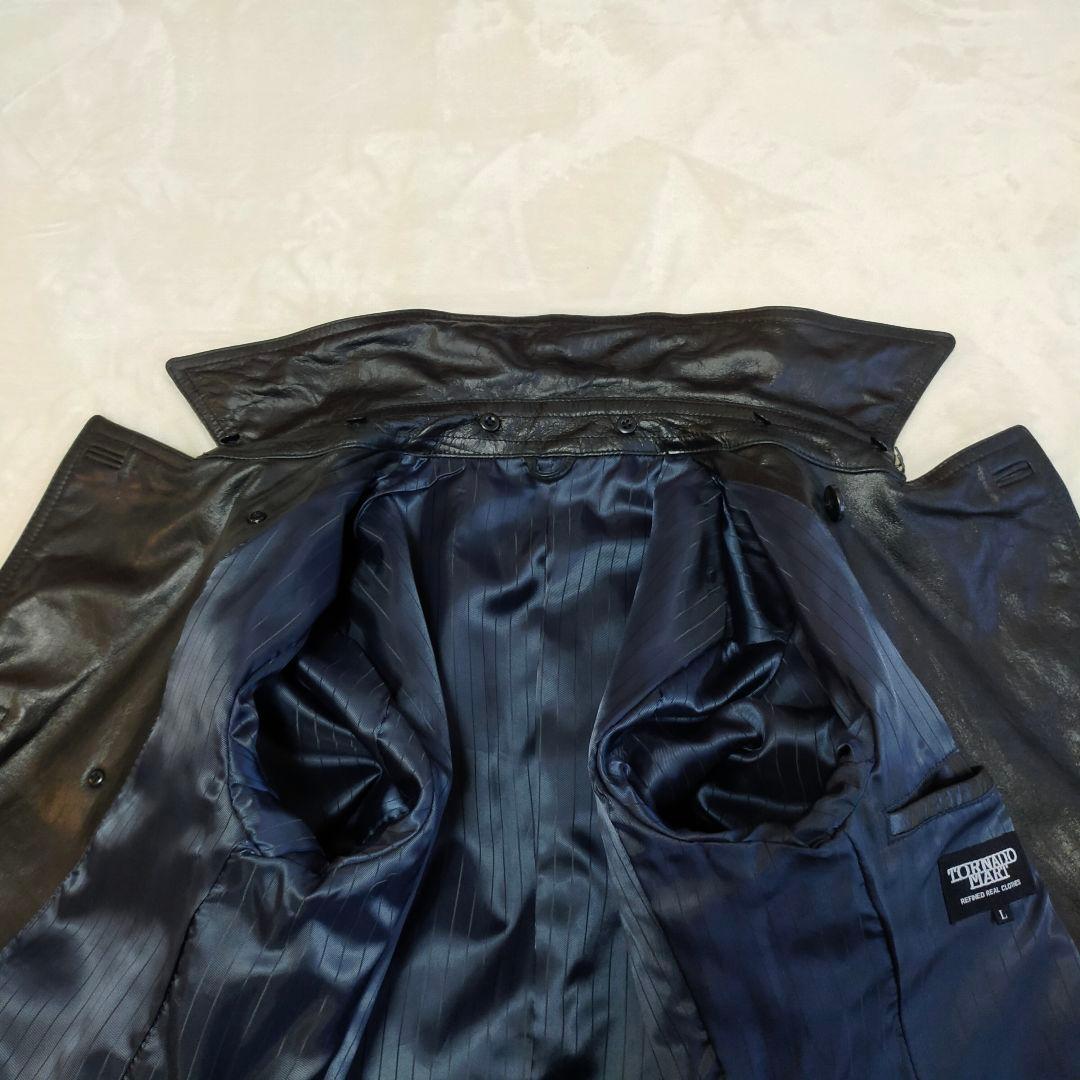 TORNADO MART　リアルファー　バッファローレザー　ロングコート　L