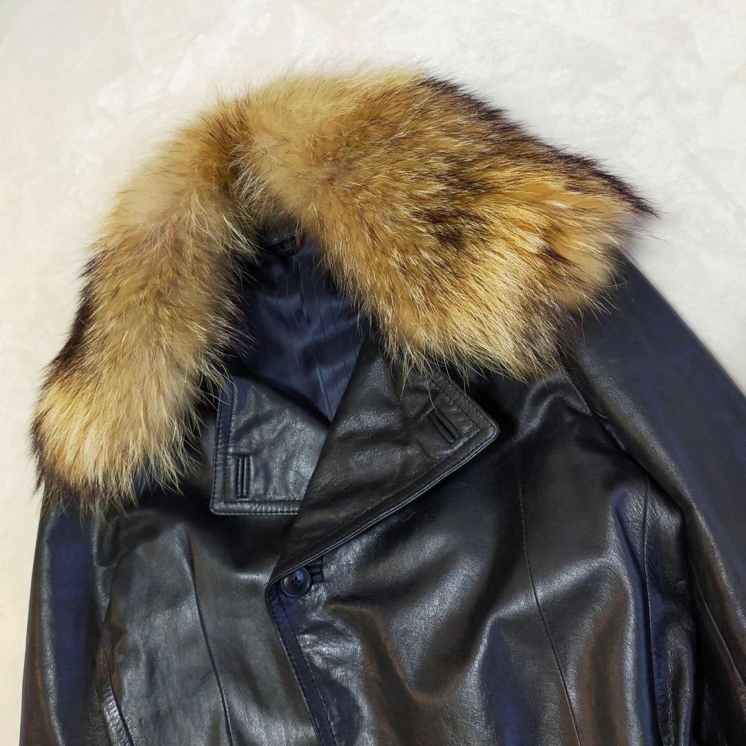 TORNADO MART　リアルファー　バッファローレザー　ロングコート　L