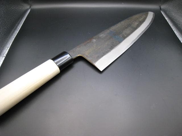 [新品未使用] 鮭切り 270mm 白紙3号 黒打ち仕上げ 朴木 丸形