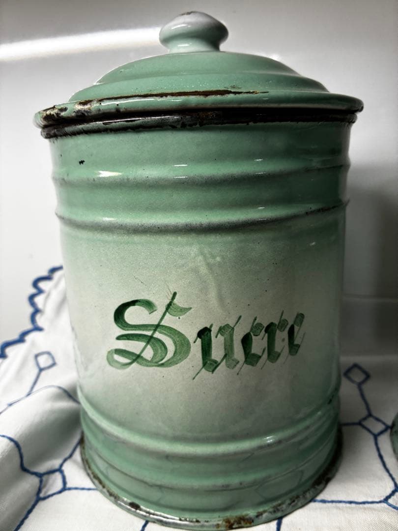 フランスアンティーク ホーローキャニスター 3点セット （1920〜30年代頃）