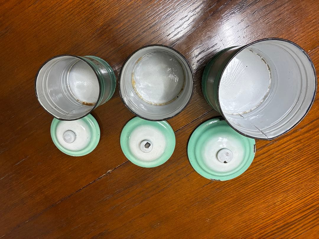 フランスアンティーク ホーローキャニスター 3点セット （1920〜30年代頃）