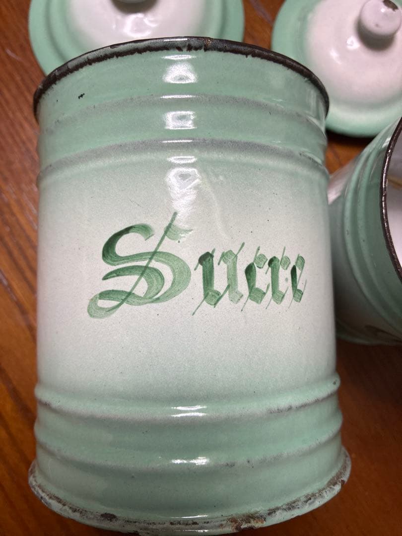 フランスアンティーク ホーローキャニスター 3点セット （1920〜30年代頃）