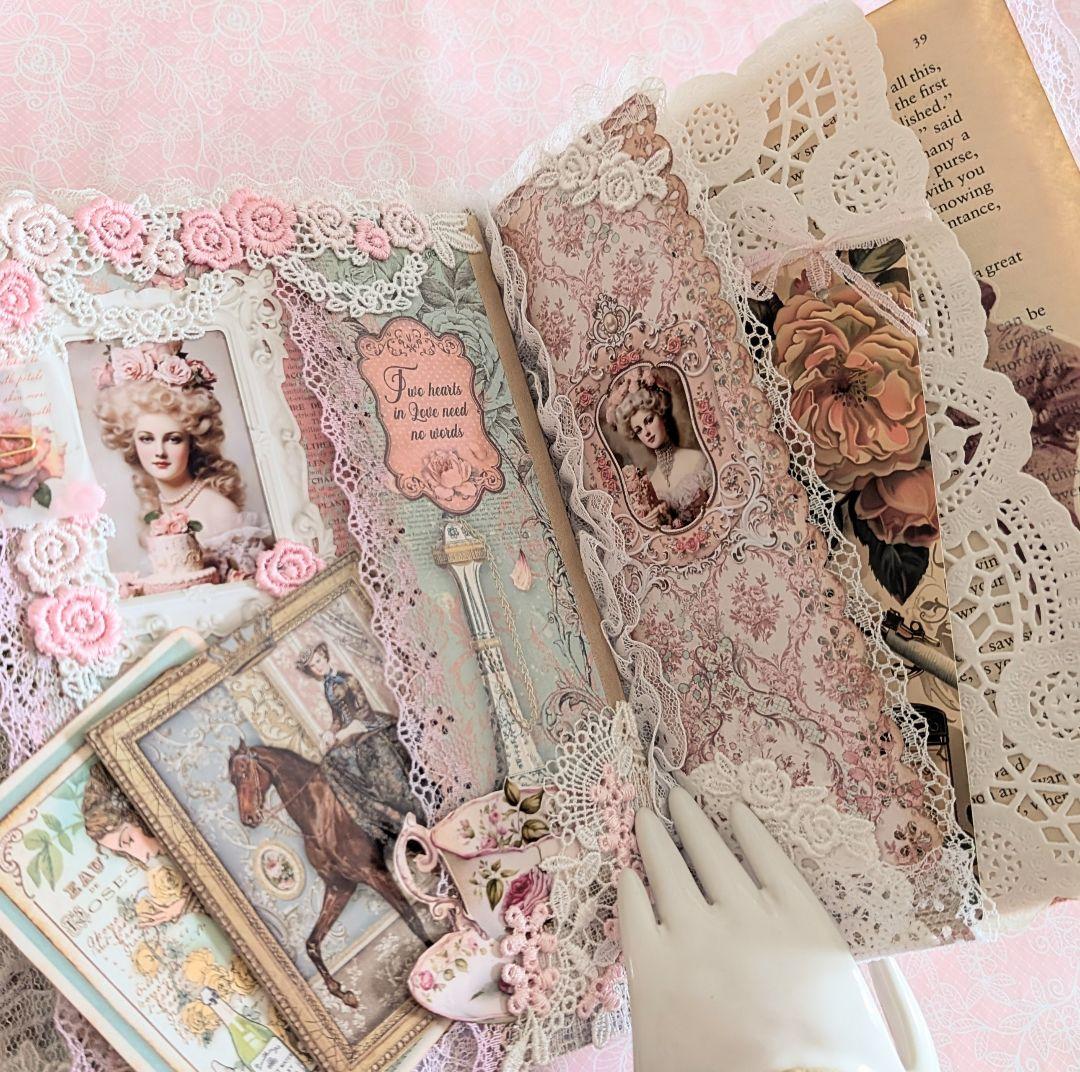 ロココ調レース＆薔薇の貴婦人の大型ジャンクジャーナル2025fp♥マリーの薔薇♥