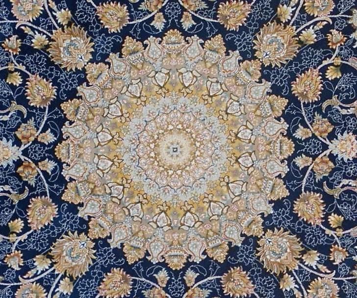 最後の一枚！225万ノット、本場イラン産 絨毯！円形150cm‐201641