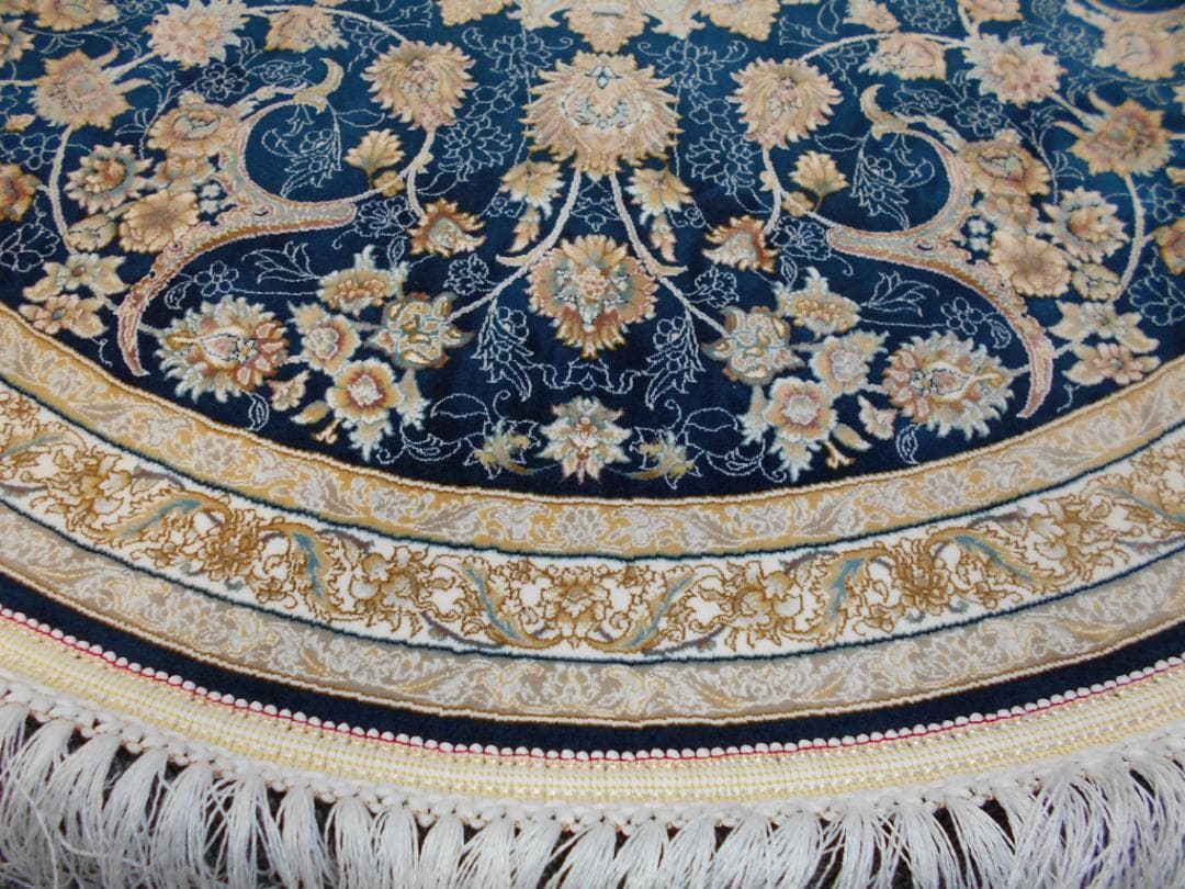 最後の一枚！225万ノット、本場イラン産 絨毯！円形150cm‐201641