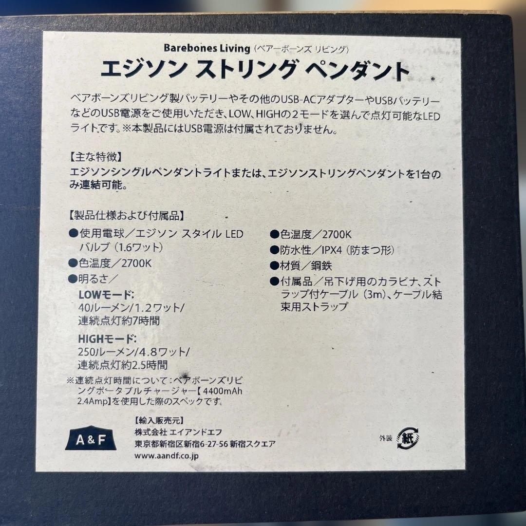 Barebones エジソン ストリング ライト【赤】