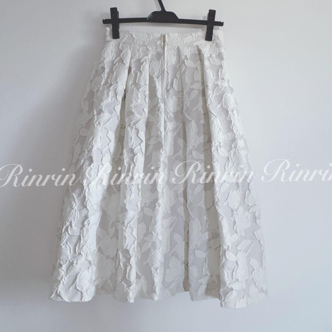 【美品】ANAYI フラワージャガードタックフレアスカート 36