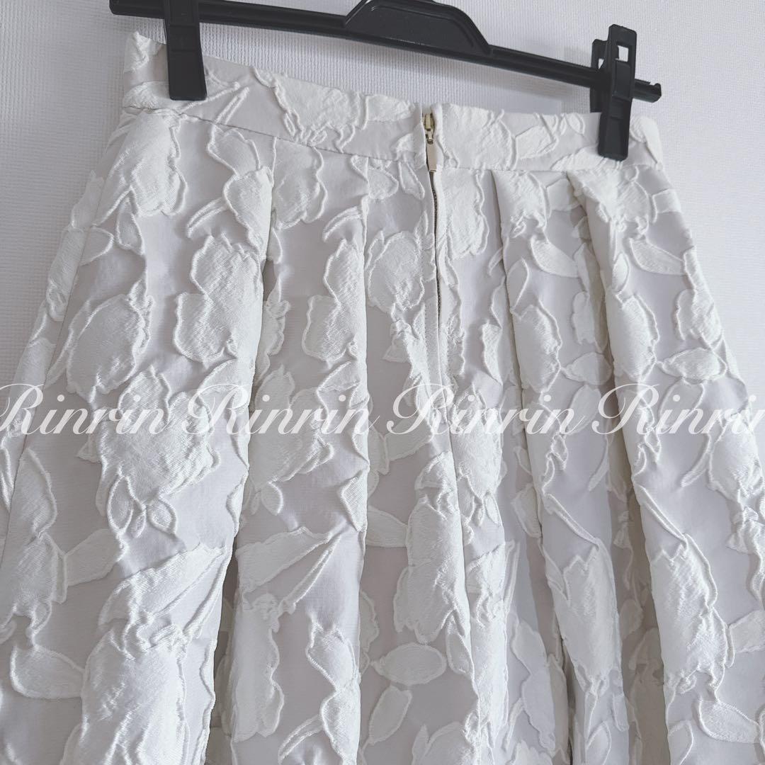 【美品】ANAYI フラワージャガードタックフレアスカート 36