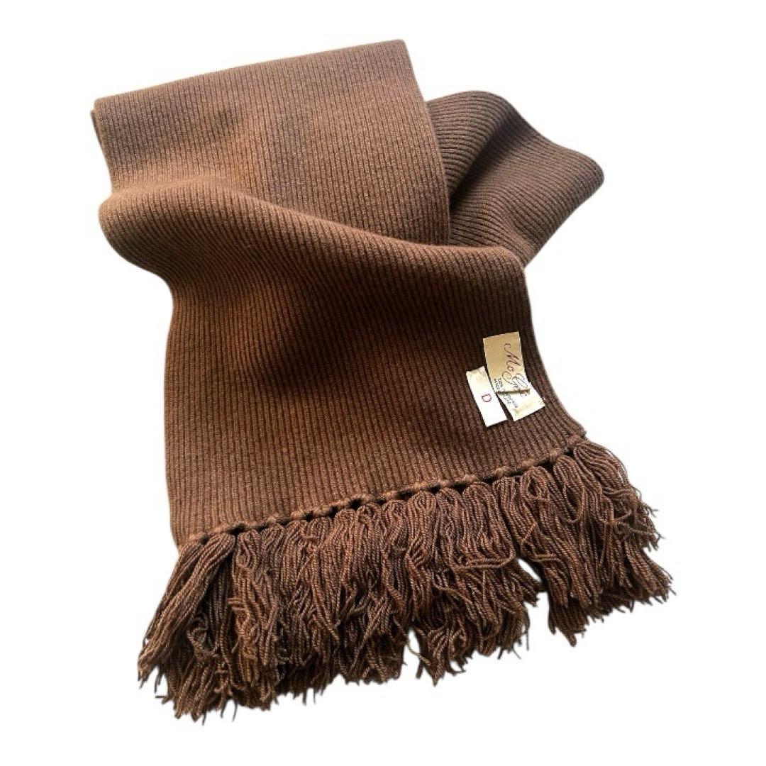 マックジョージ　ピュアカシミヤ　ブラウン フリンジマフラー　スコットランド製