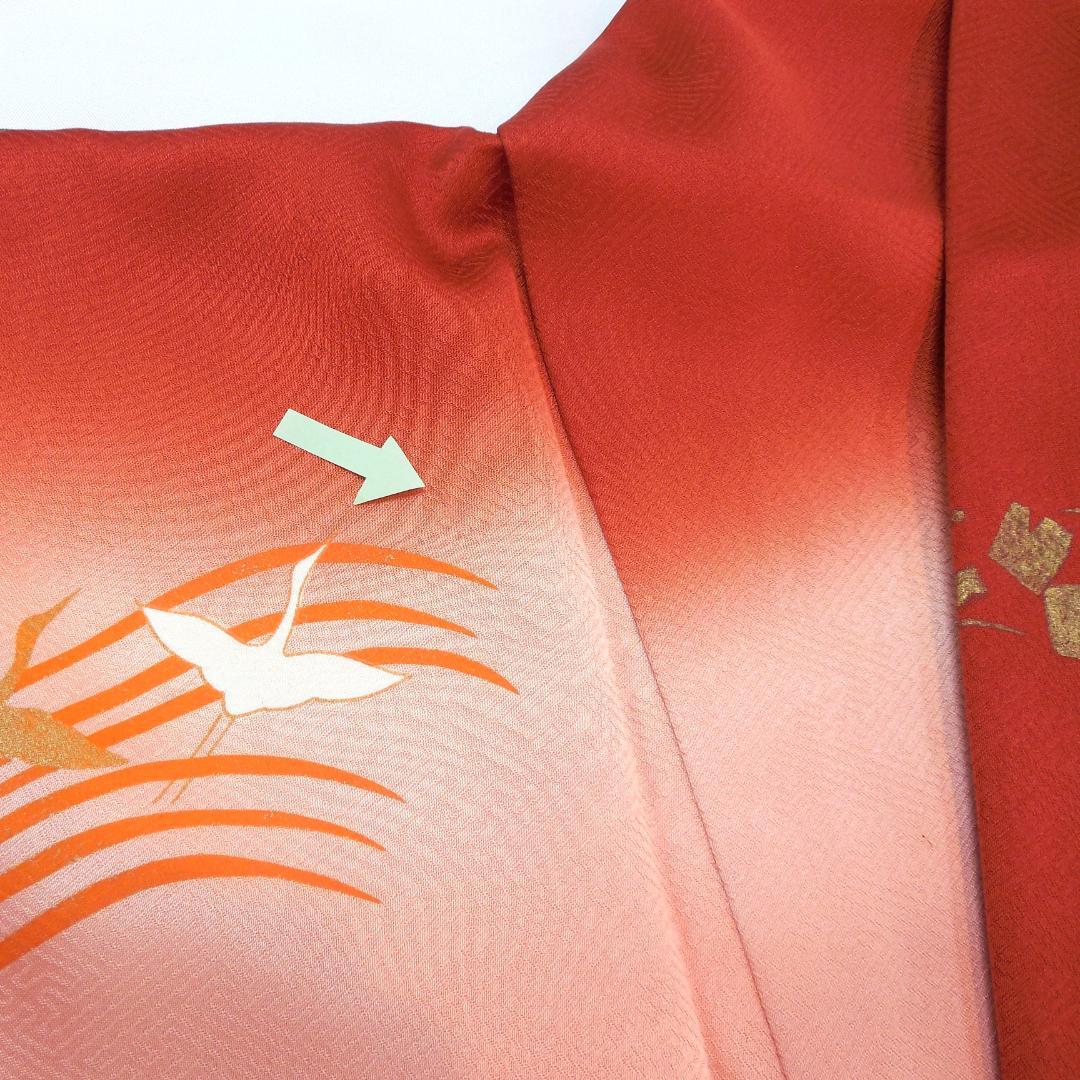 訳あり特価★振袖フルセット　正絹　成人式　振袖　7点　M～Ｌサイズ　赤　古典柄