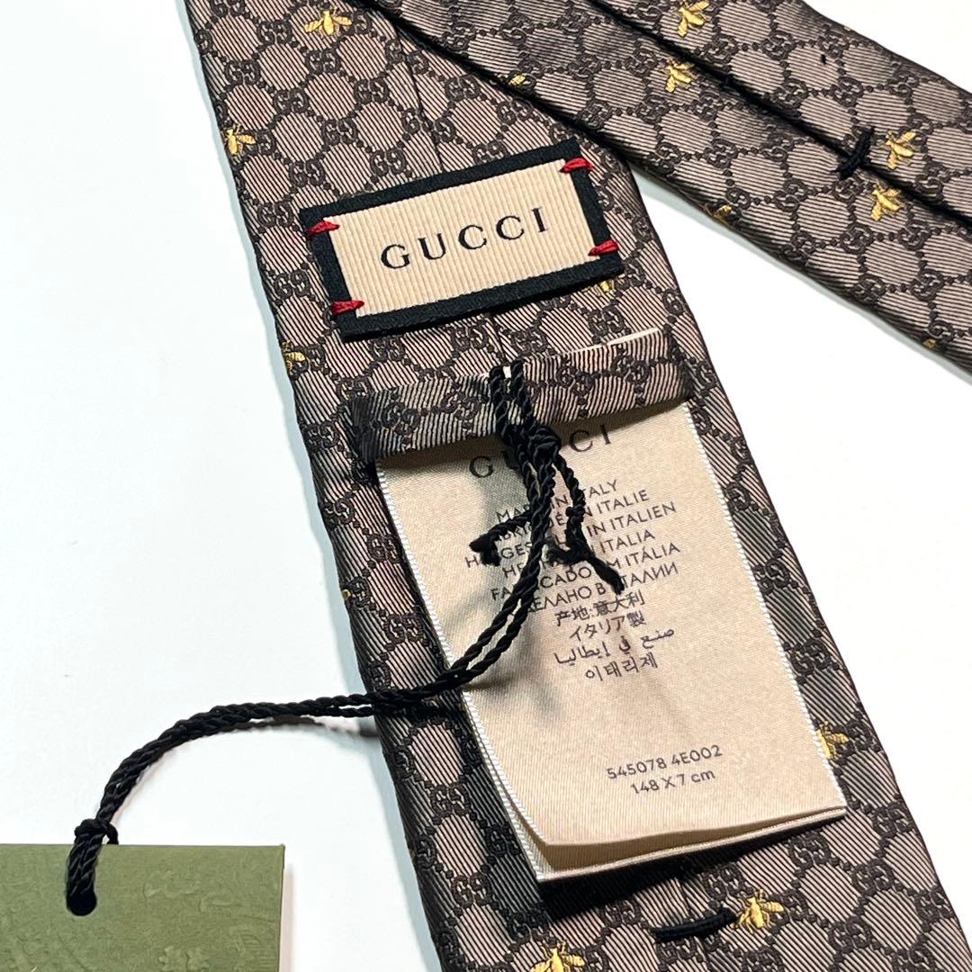名作✨未使用✨GUCCI グッチ ネクタイ 高級シルク　GG柄　蜂　Bee