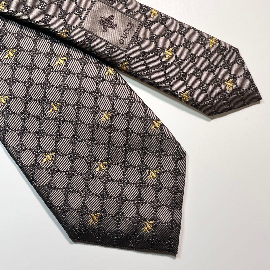 名作✨未使用✨GUCCI グッチ ネクタイ 高級シルク　GG柄　蜂　Bee