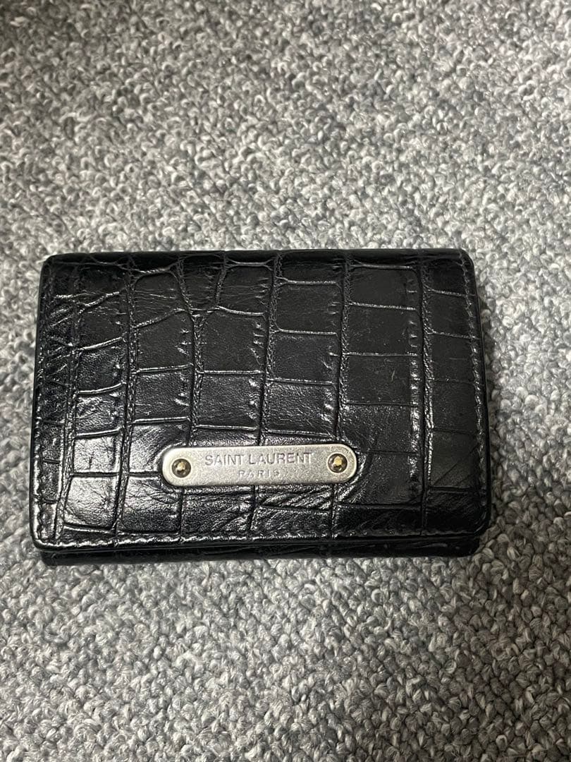 SAINT LAURENT PARIS サンローラン　クロコ型押し三つ折財布