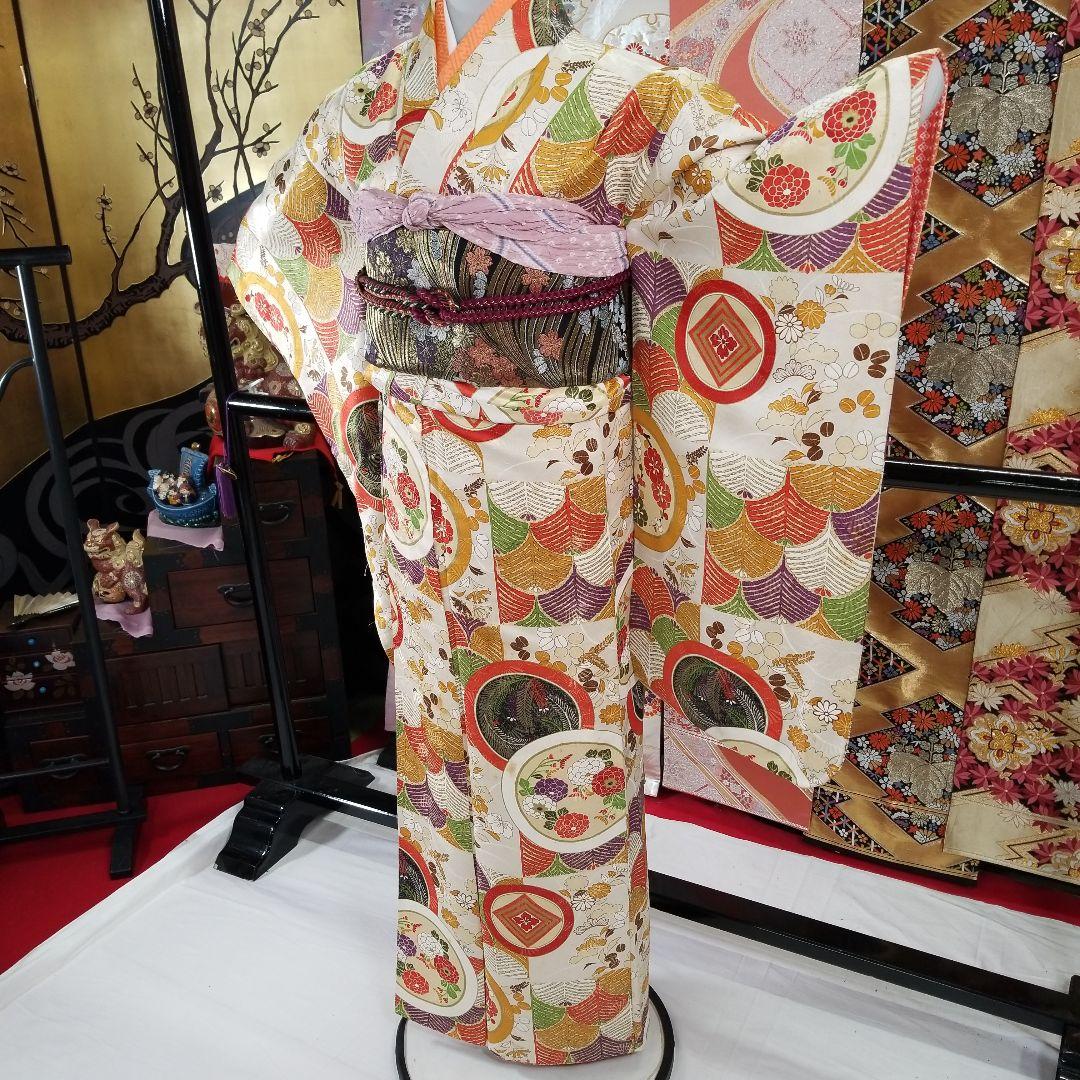 Sonomamafs136 訳有特価 小～中振袖 縁起柄 豪華 金糸 正絹