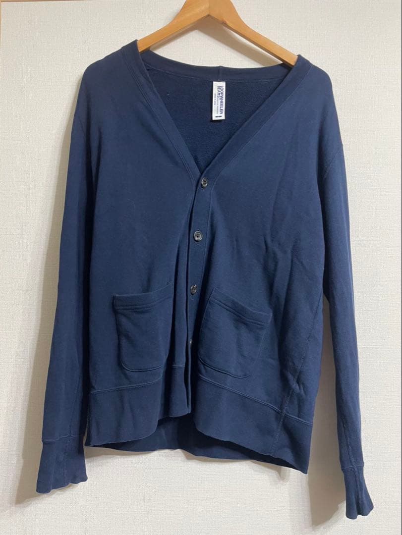LOOPWHEELER BEAMS 別注スウェットカーディガン ネイビー L