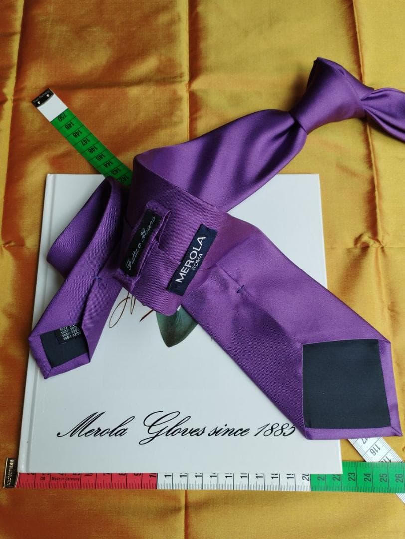 値下げ メローラ 3fold 紫無地 ネクタイ MEROLA M36
