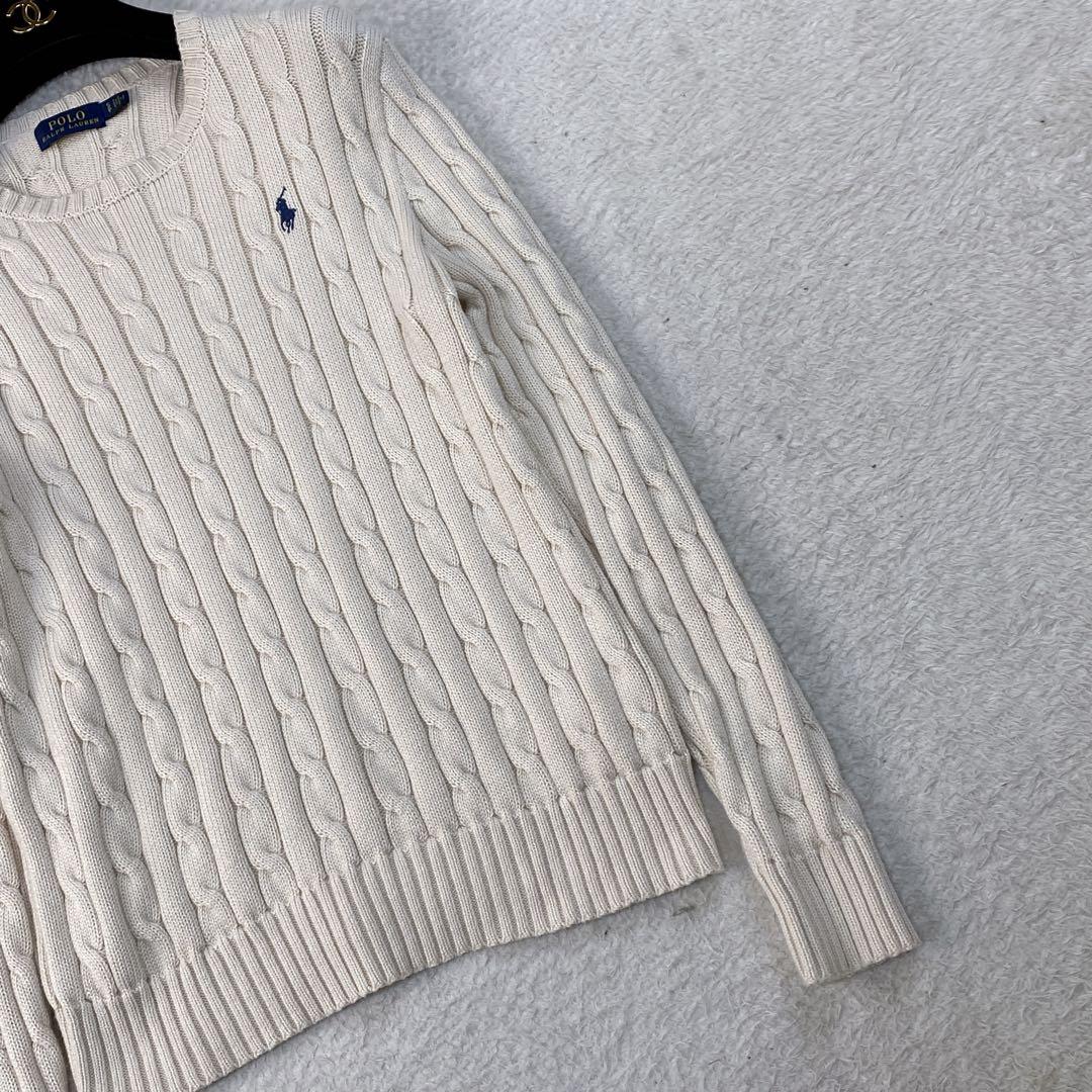 美品✳︎ポロラルフローレン ミルクティベージュ ケーブルニット M　綿100％