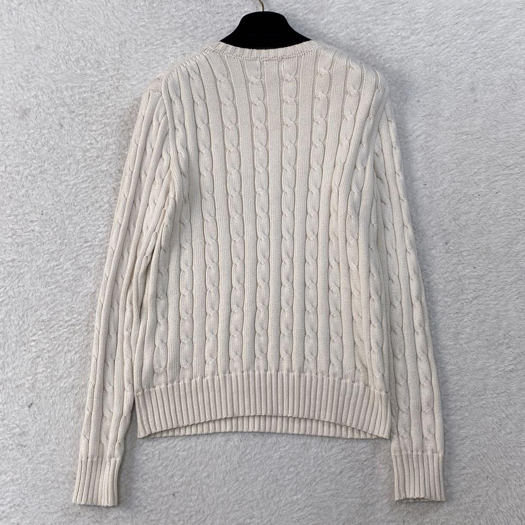 美品✳︎ポロラルフローレン ミルクティベージュ ケーブルニット M　綿100％