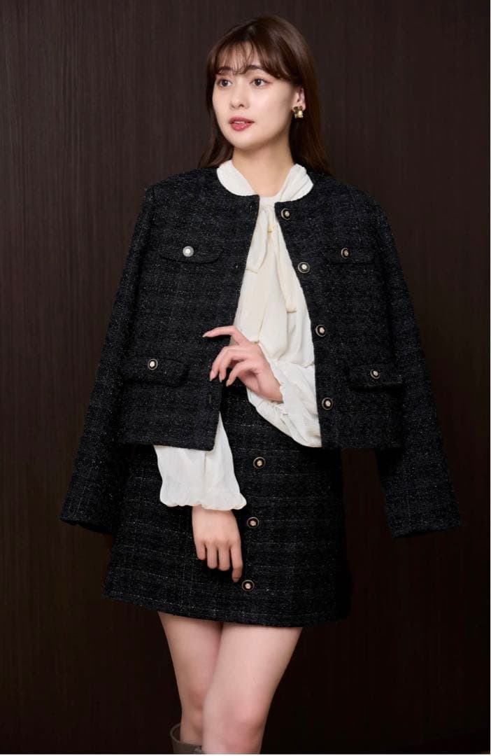 Charlotte Tweed Mini Skirt BLACK Mサイズ