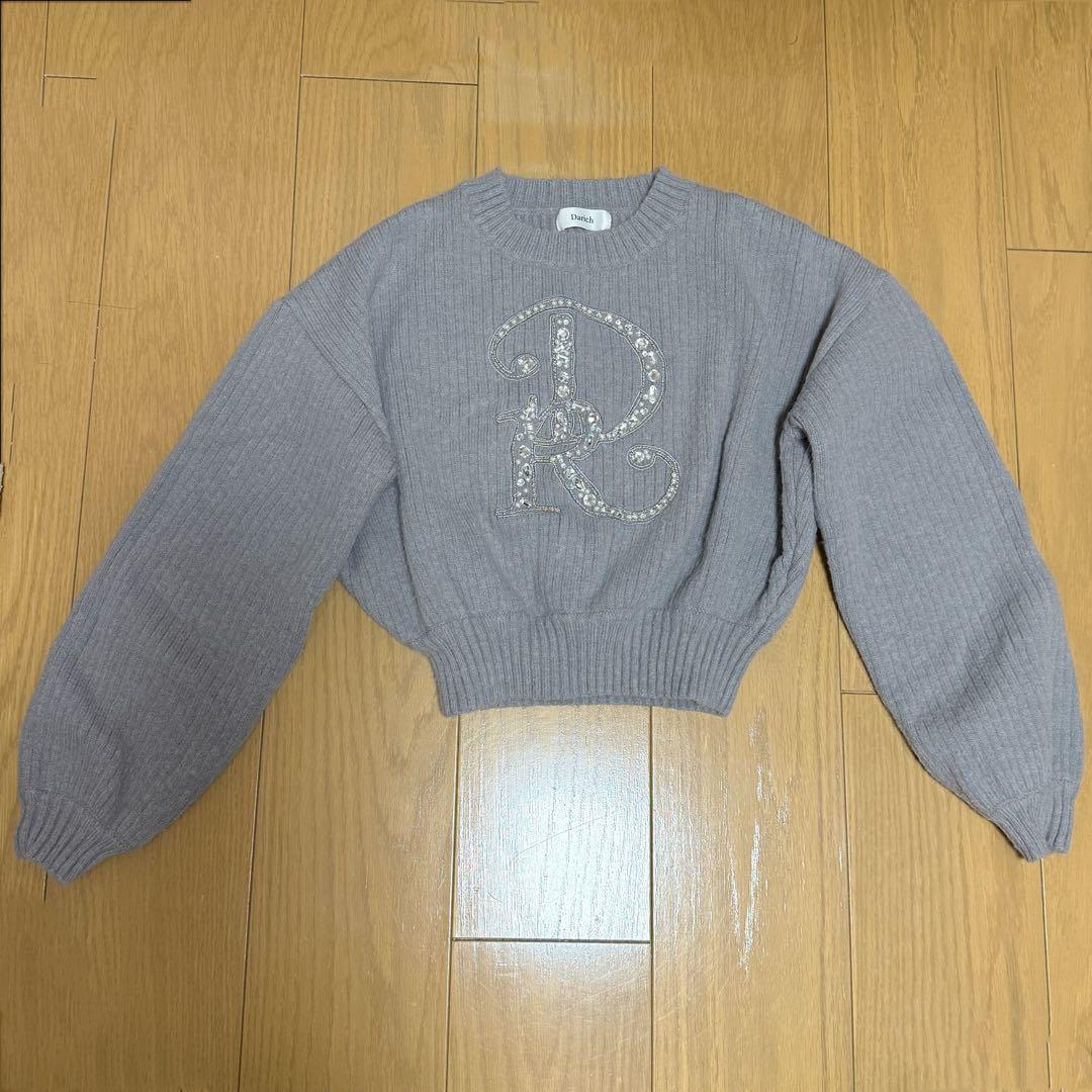Darich DRビジューボリュームリブニットトップス GRY