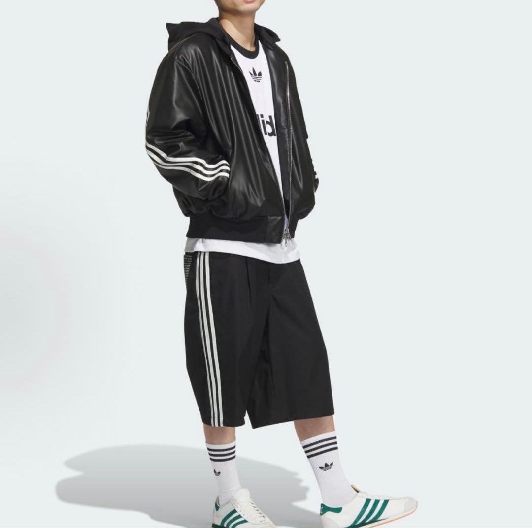 新品M adidasレザーHoodieジャケット JL7556