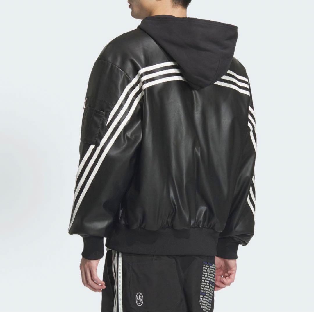 新品M adidasレザーHoodieジャケット JL7556