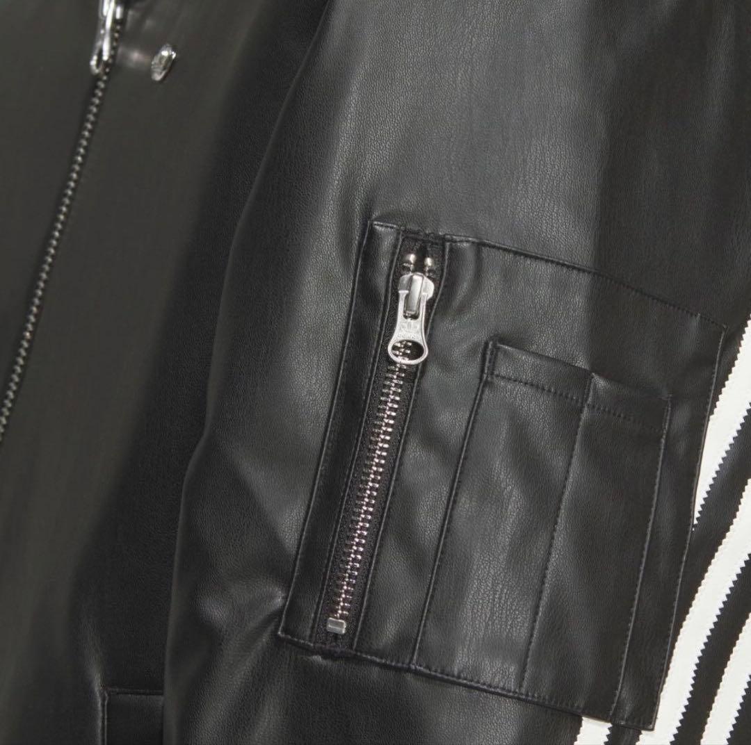 新品M adidasレザーHoodieジャケット JL7556