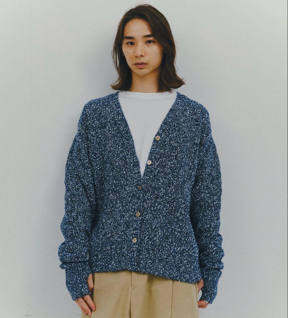 philme mix knit cardigan (unisex、navy)