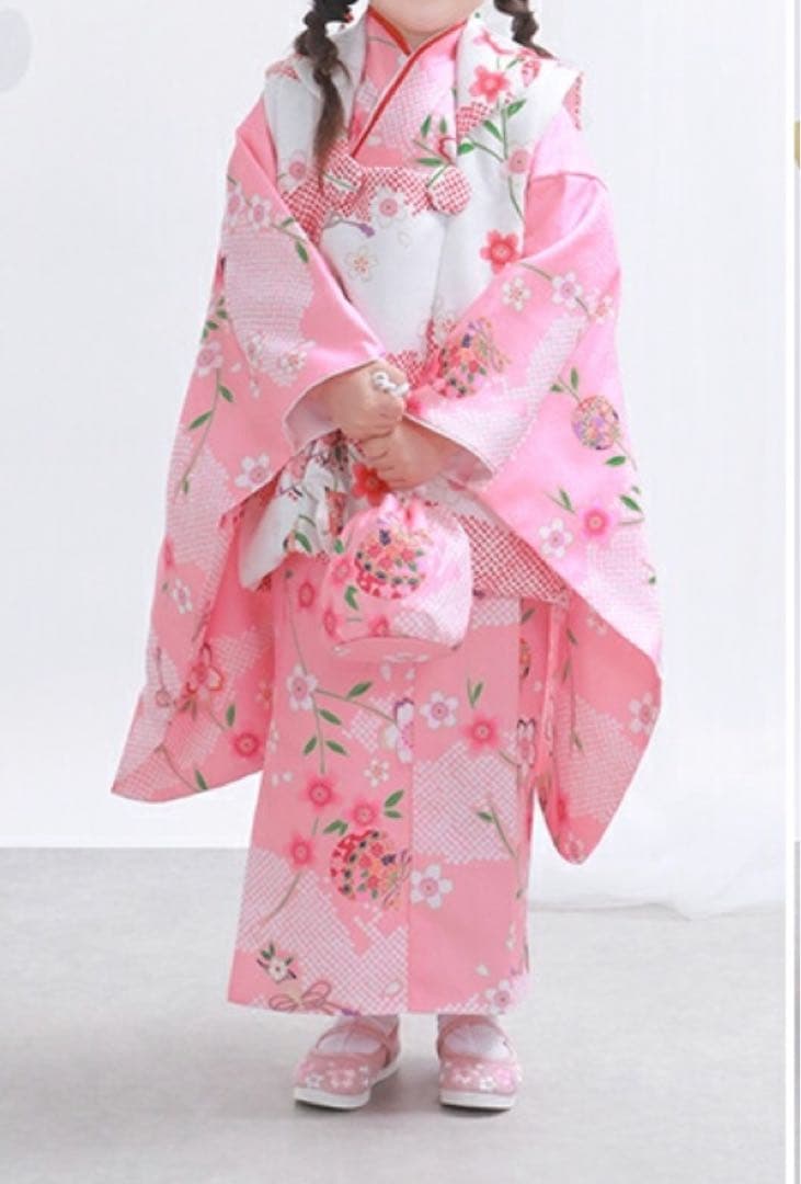 七五三 3歳 女の子 着物 セパレート 4点セット　◎着物用シューズおまけ付き◎