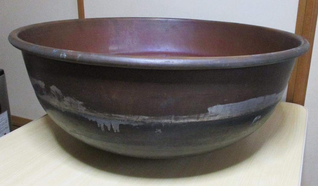 古い銅製のさわり鍋　あんこ鍋　超特大７０㎝　１０kg