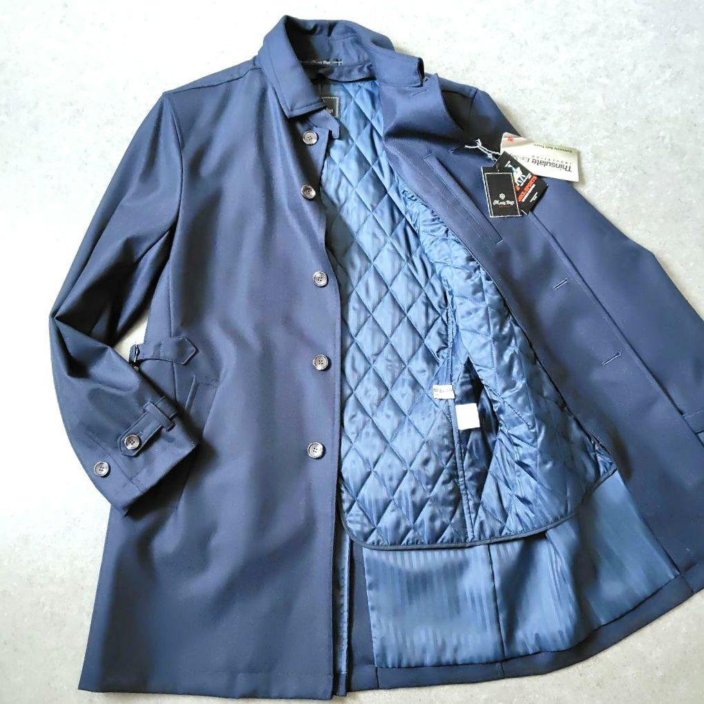 新品★メンズビギ ステンカラーコート ライナー付き 濃紺 ネイビー XL 4
