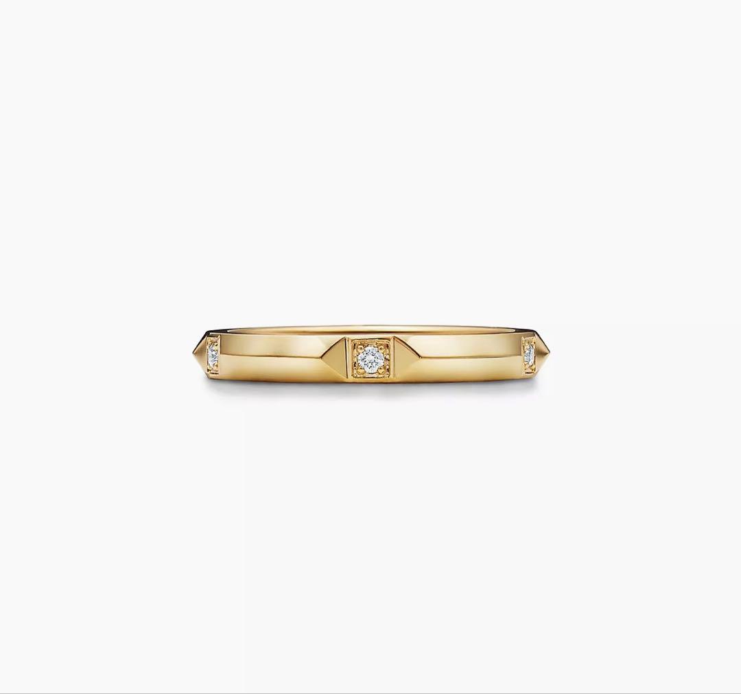 ティファニー　Tiffany k18 リング トゥルーバンドリング ダイヤ　金