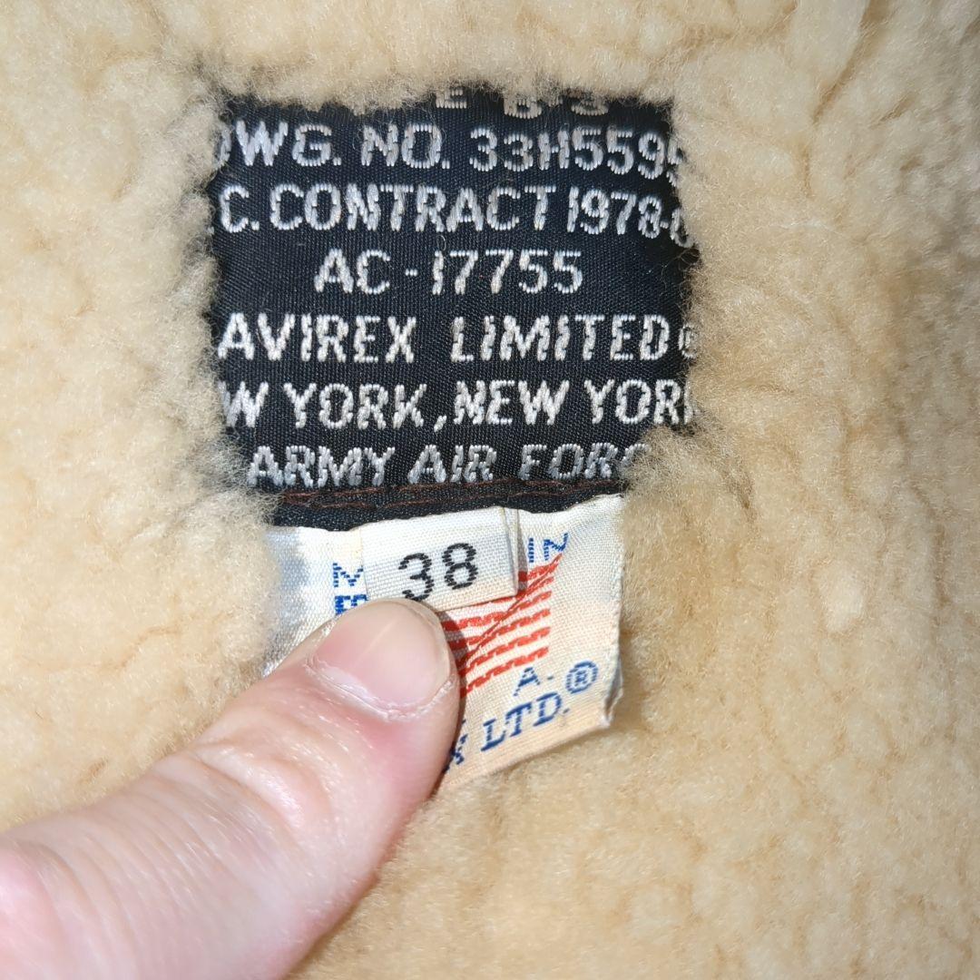 AVIREX B-3 フライトジャケット ムートン 羊革 ブラウン 38サイズ