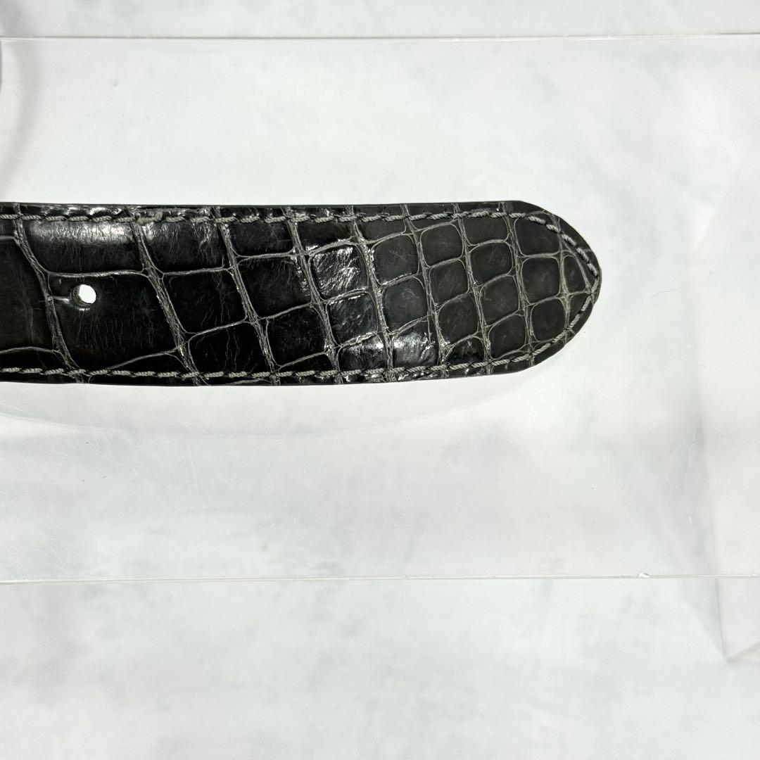 VACCARI アリゲーター レザーベルト スモーキーグレージュ イタリア製