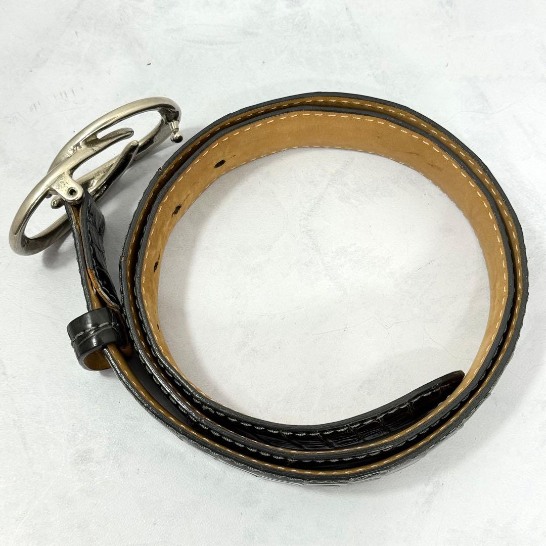 VACCARI アリゲーター レザーベルト スモーキーグレージュ イタリア製