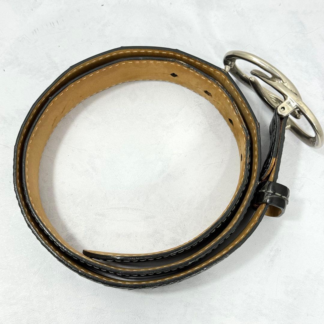 VACCARI アリゲーター レザーベルト スモーキーグレージュ イタリア製